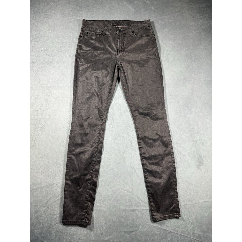 7 For All Man Kind Dark Purple Metallic Skinny Jeans Size 28